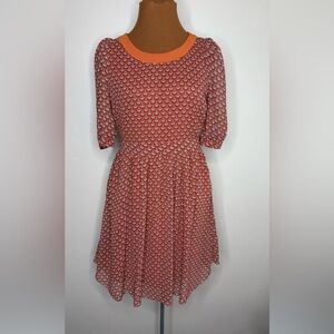 Freeway Terracotta Short Sleeve Fit and Flare Dress Size Small
